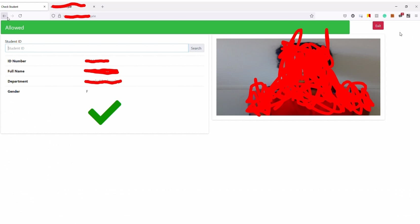 Screenshot of Gate Control System